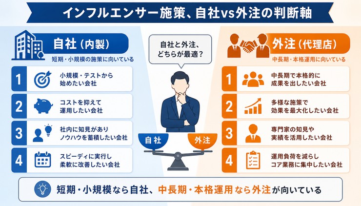 インフルエンサーマーケティング 自社 外注